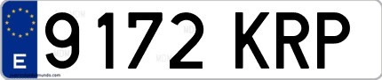 Ejemplo de matrícula de coche ordinaria 9172 KRP