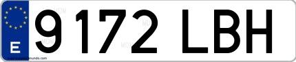 Ejemplo de matrícula de coche ordinaria 9172 LBH