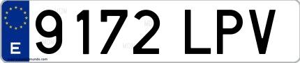 Ejemplo de matrícula española 9172 LPV