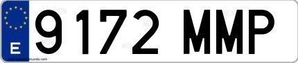 Ejemplo de matrícula española 9172 MMP