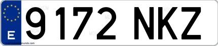 Ejemplo de matrícula española 9172 NKZ