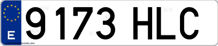 Ejemplo de matrícula de coche ordinaria 9173 HLC