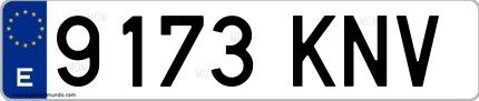 Ejemplo de matrícula española 9173 KNV