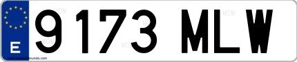 Ejemplo de matrícula española 9173 MLW