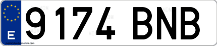 Ejemplo de matrícula de coche ordinaria 9174 BNB