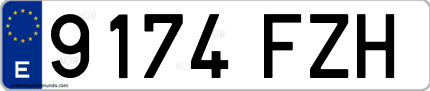 Ejemplo de matrícula de coche ordinaria 9174 FZH