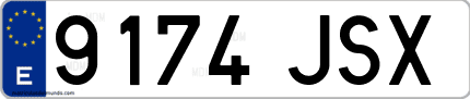 Ejemplo de matrícula de coche ordinaria 9174 JSX