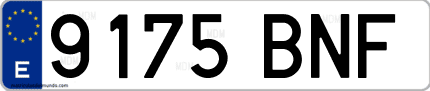 Ejemplo de matrícula de coche ordinaria 9175 BNF