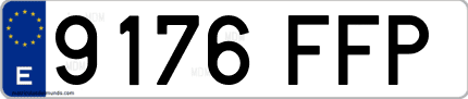 Ejemplo de matrícula de coche ordinaria 9176 FFP