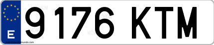 Ejemplo de matrícula de coche ordinaria 9176 KTM