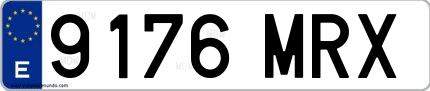 Ejemplo de matrícula española 9176 MRX