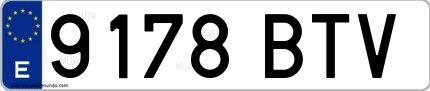 Ejemplo de matrícula de coche ordinaria 9178 BTV