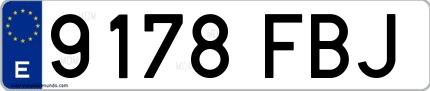 Ejemplo de matrícula española 9178 FBJ