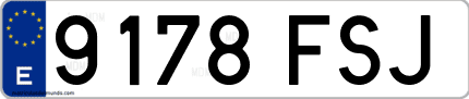 Ejemplo de matrícula de coche ordinaria 9178 FSJ
