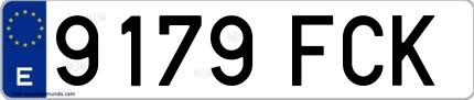 Ejemplo de matrícula española 9179 FCK