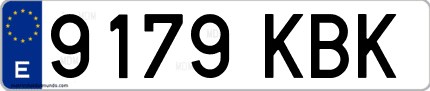 Ejemplo de matrícula de coche ordinaria 9179 KBK