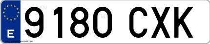 Ejemplo de matrícula española 9180 CXK