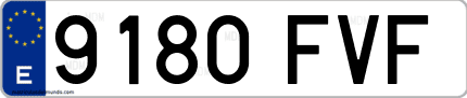 Ejemplo de matrícula de coche ordinaria 9180 FVF