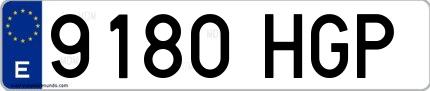 Ejemplo de matrícula española 9180 HGP