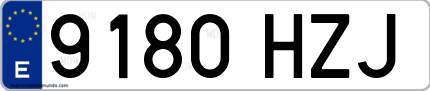 Ejemplo de matrícula de coche ordinaria 9180 HZJ