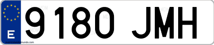 Ejemplo de matrícula de coche ordinaria 9180 JMH