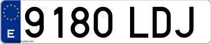 Ejemplo de matrícula de coche ordinaria 9180 LDJ