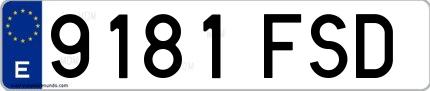 Ejemplo de matrícula española 9181 FSD