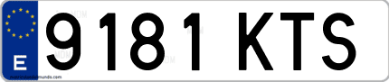Ejemplo de matrícula de coche ordinaria 9181 KTS