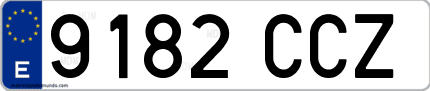 Ejemplo de matrícula de coche ordinaria 9182 CCZ