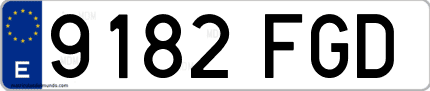 Ejemplo de matrícula de coche ordinaria 9182 FGD