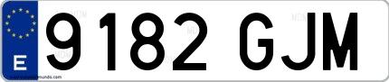 Ejemplo de matrícula española 9182 GJM