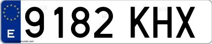 Ejemplo de matrícula española 9182 KHX