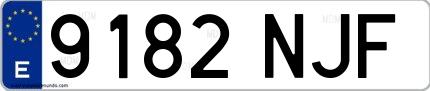Ejemplo de matrícula española 9182 NJF