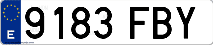 Ejemplo de matrícula de coche ordinaria 9183 FBY