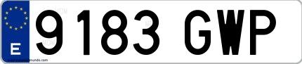 Ejemplo de matrícula española 9183 GWP