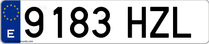 Ejemplo de matrícula de coche ordinaria 9183 HZL