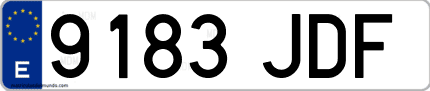 Ejemplo de matrícula de coche ordinaria 9183 JDF