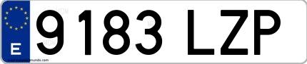 Ejemplo de matrícula española 9183 LZP