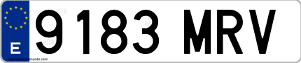 Ejemplo de matrícula de coche ordinaria 9183 MRV