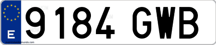 Ejemplo de matrícula de coche ordinaria 9184 GWB