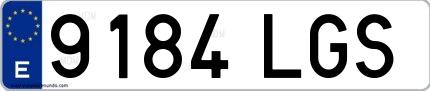 Ejemplo de matrícula de coche ordinaria 9184 LGS