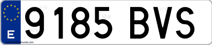 Ejemplo de matrícula de coche ordinaria 9185 BVS