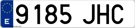 Ejemplo de matrícula de coche ordinaria 9185 JHC