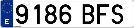 Ejemplo de matrícula española 9186 BFS