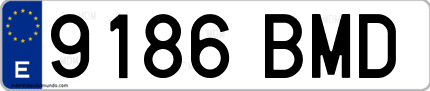 Ejemplo de matrícula de coche ordinaria 9186 BMD
