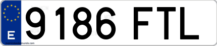 Ejemplo de matrícula de coche ordinaria 9186 FTL