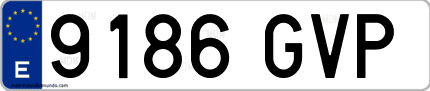 Ejemplo de matrícula de coche ordinaria 9186 GVP