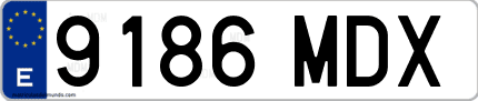 Ejemplo de matrícula de coche ordinaria 9186 MDX