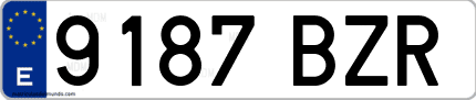 Ejemplo de matrícula de coche ordinaria 9187 BZR