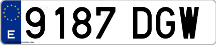 Ejemplo de matrícula de coche ordinaria 9187 DGW
